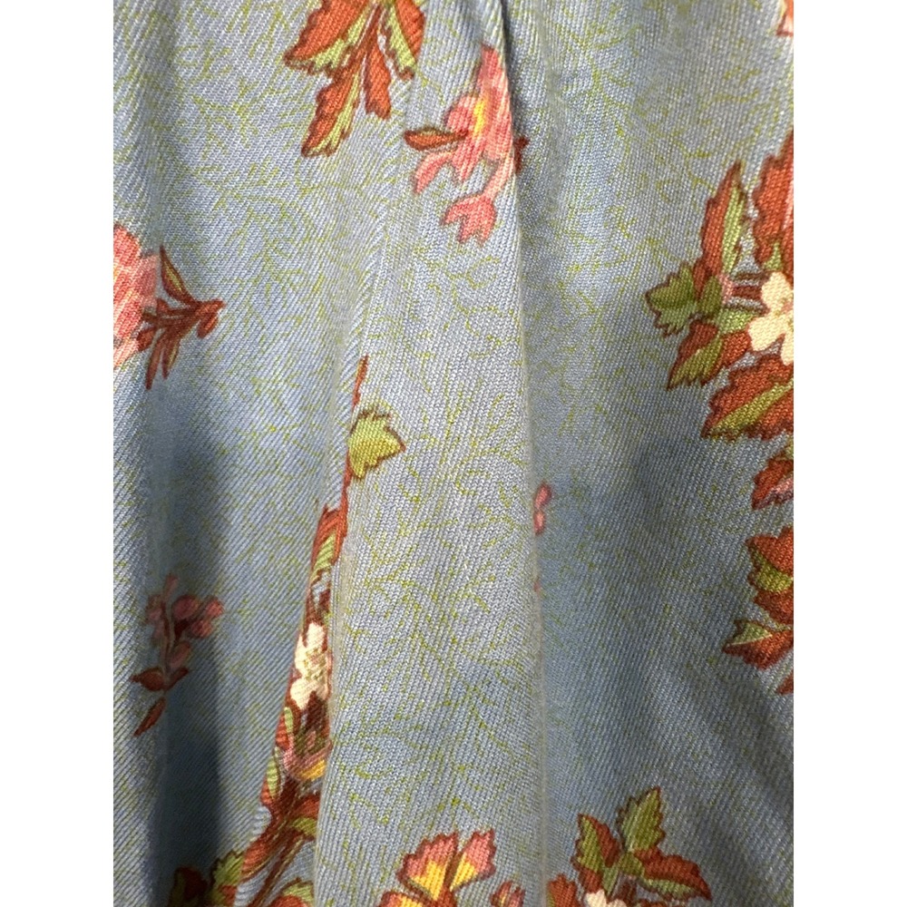 April Cornell Blue Floral Maxi Dress Ruffle Neck 3/4 Sleeve Cottagecore Small - Picture 7 of 8